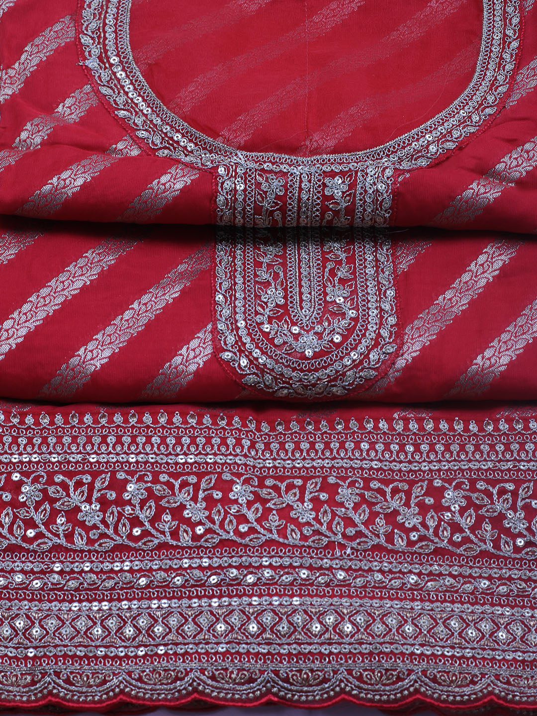 Zari Jaal Art Silk Unstitched Suit Piece With Dupatta
