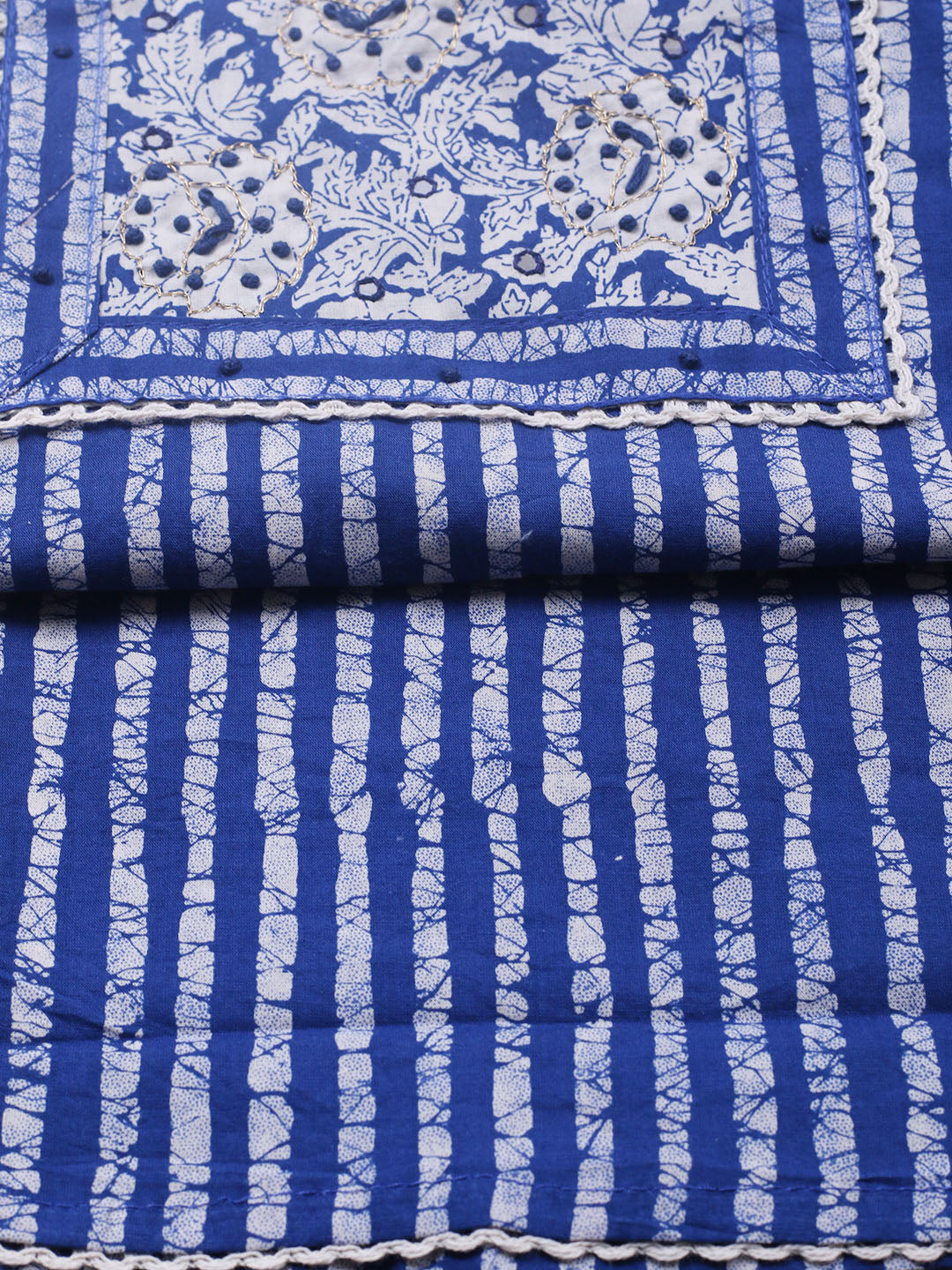 Embroidered Cotton Blend Unstitched Suit With Pant &amp; Dupatta