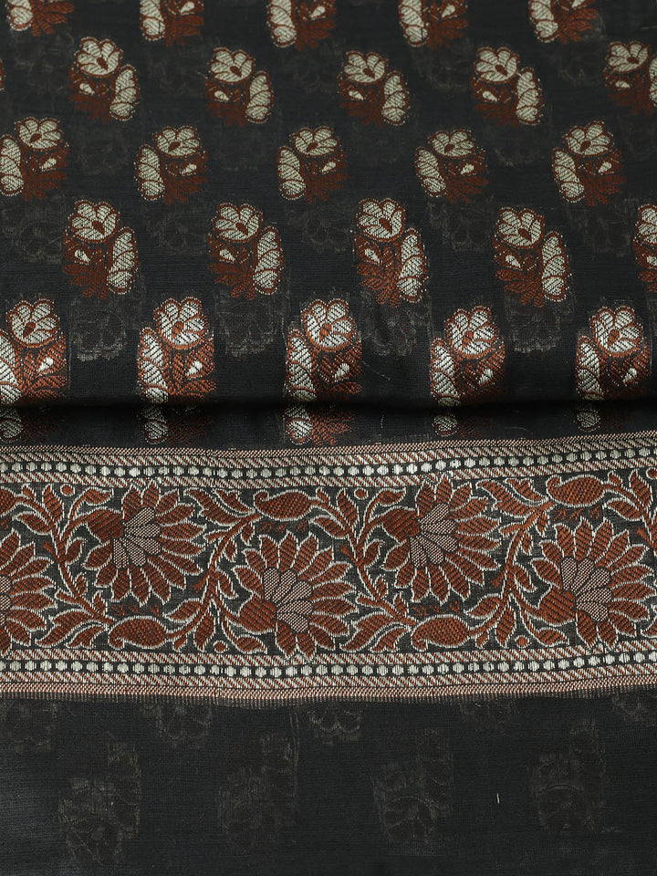Woven Design Chanderi Unstitched Suit With Pant &amp; Dupatta