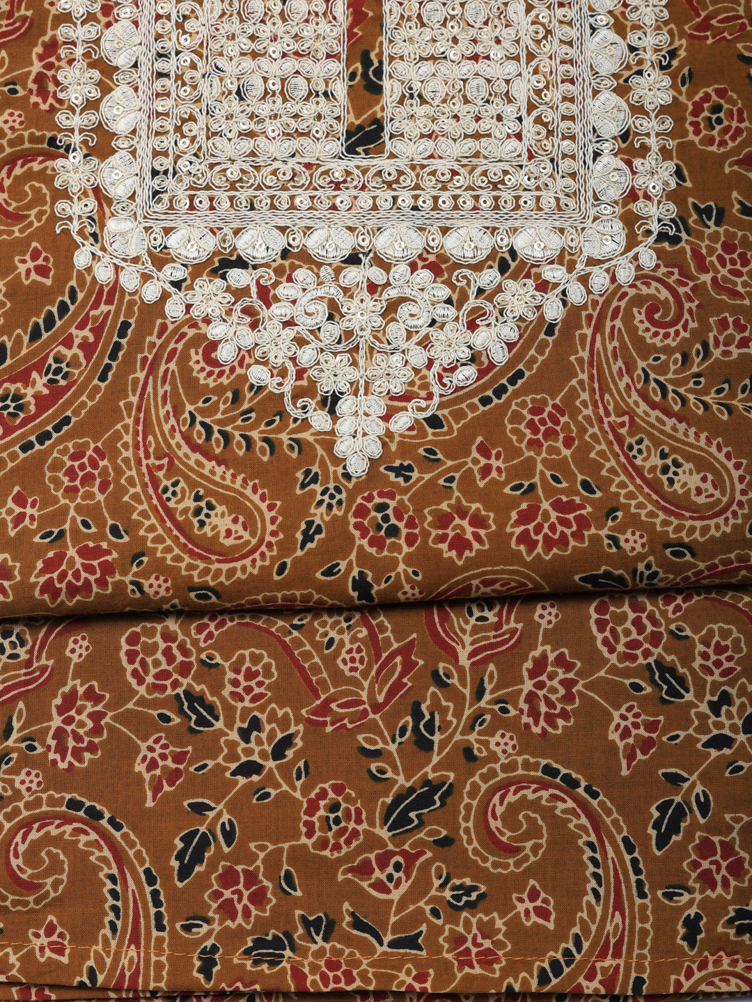 Printed Cotton Blend Unstitched Suit With Pant &amp; Dupatta