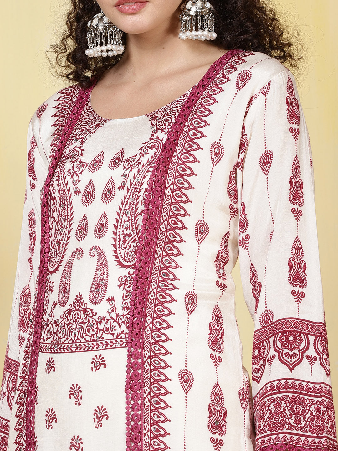 Printed Muslin Kurta With Pants & Dupatta