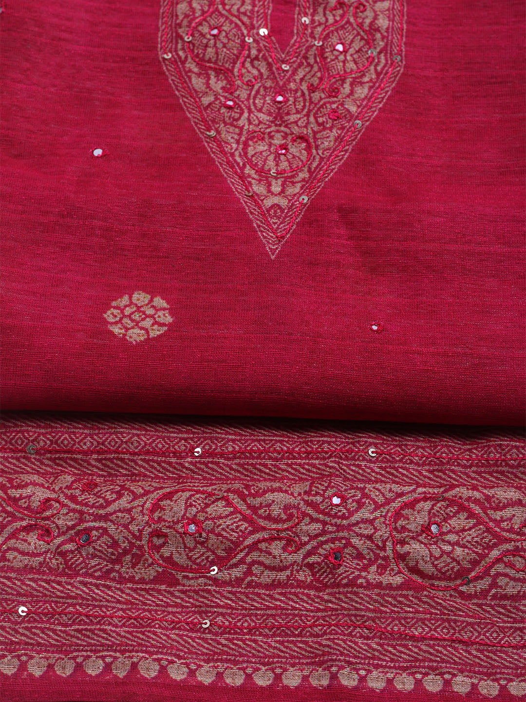 Embroidered Chanderi Unstitched Suit With Dupatta