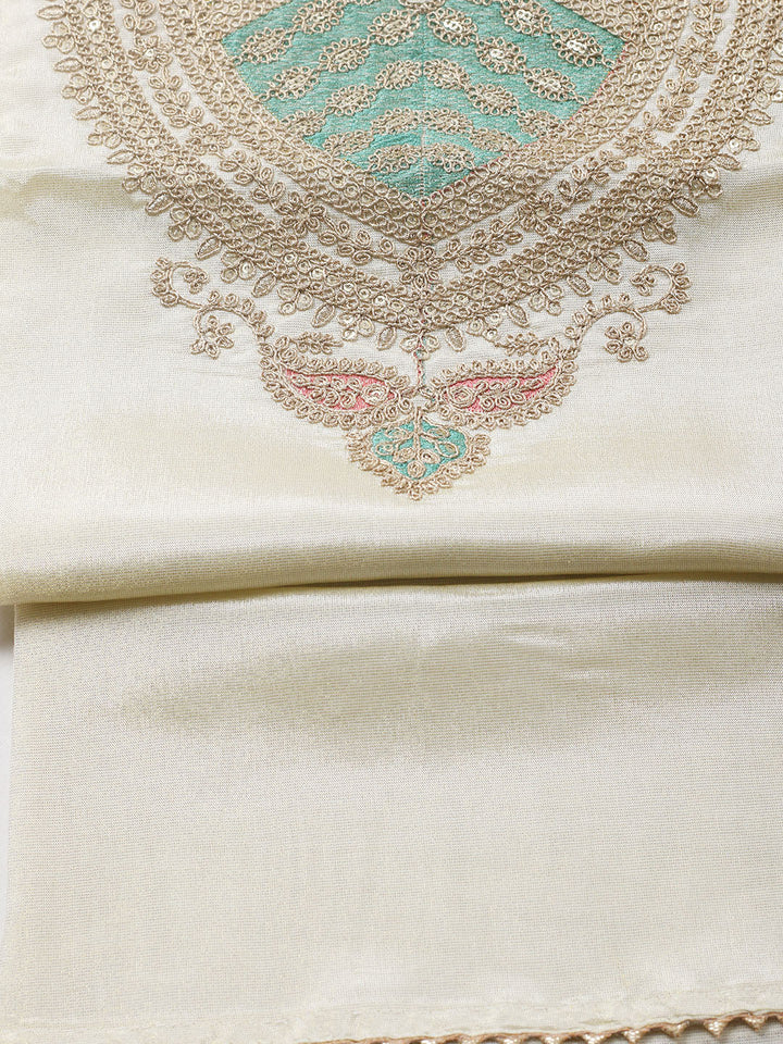 Embroidered Tissue Unstitched Suit With Pant &amp; Dupatta