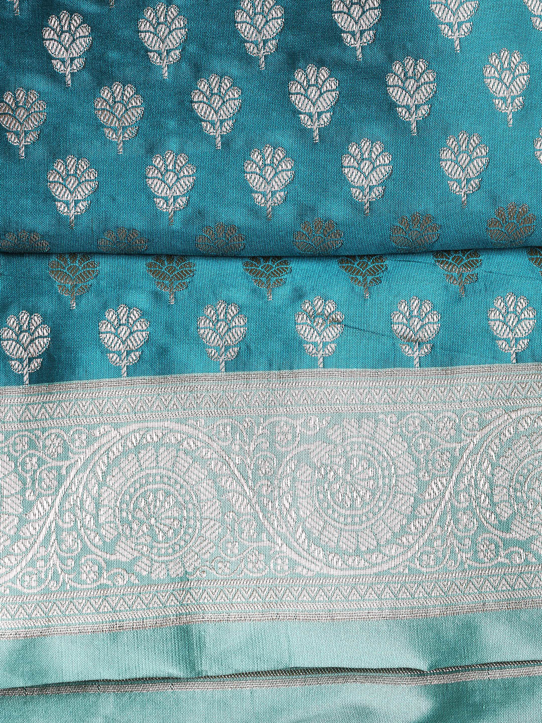 Woven Banarasi Chanderi Unstitched Suit With Dupatta
