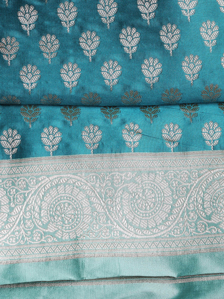 Woven Banarasi Chanderi Unstitched Suit With Dupatta