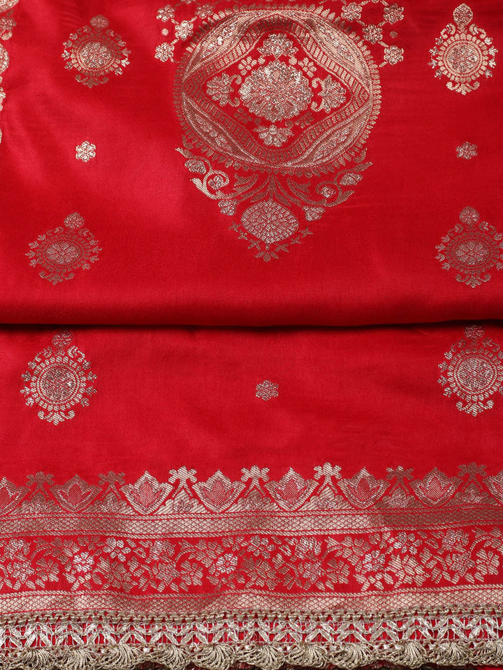 Woven Design Chanderi Unstitched Suit With Pant &amp; Dupatta