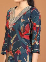 Printed Cotton Blend Kurta With Pants