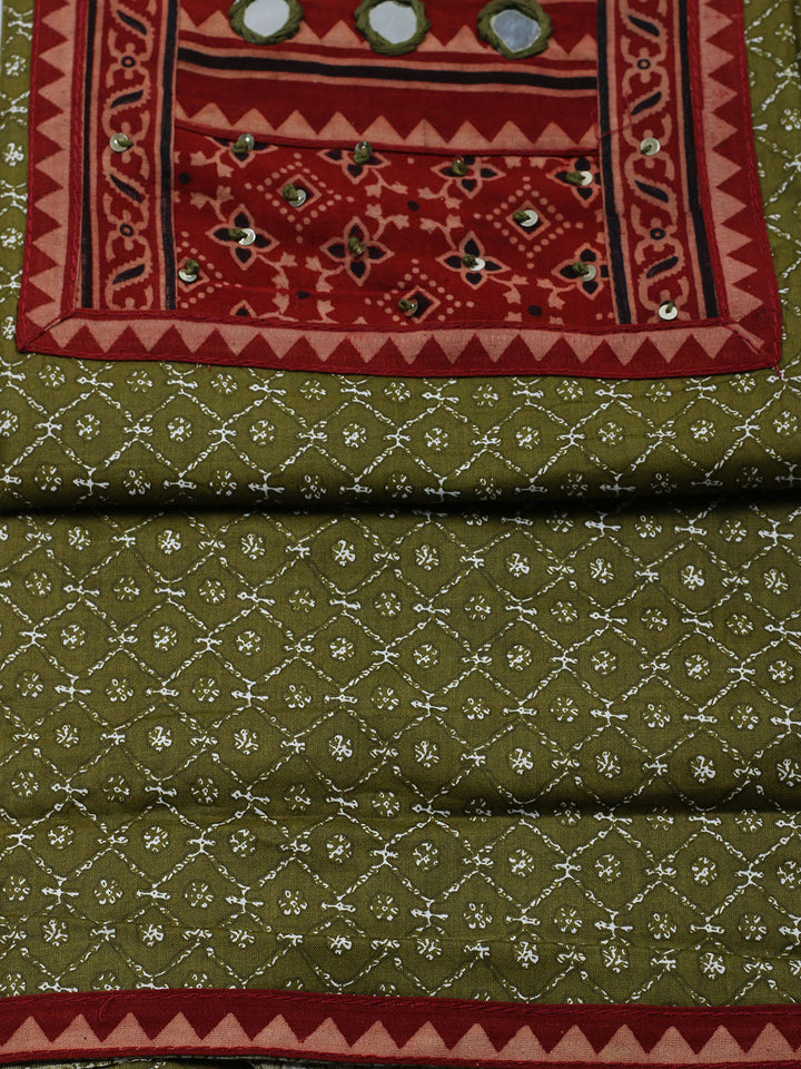 Printed Cotton Blend Unstitched Suit With Pant &amp; Dupatta