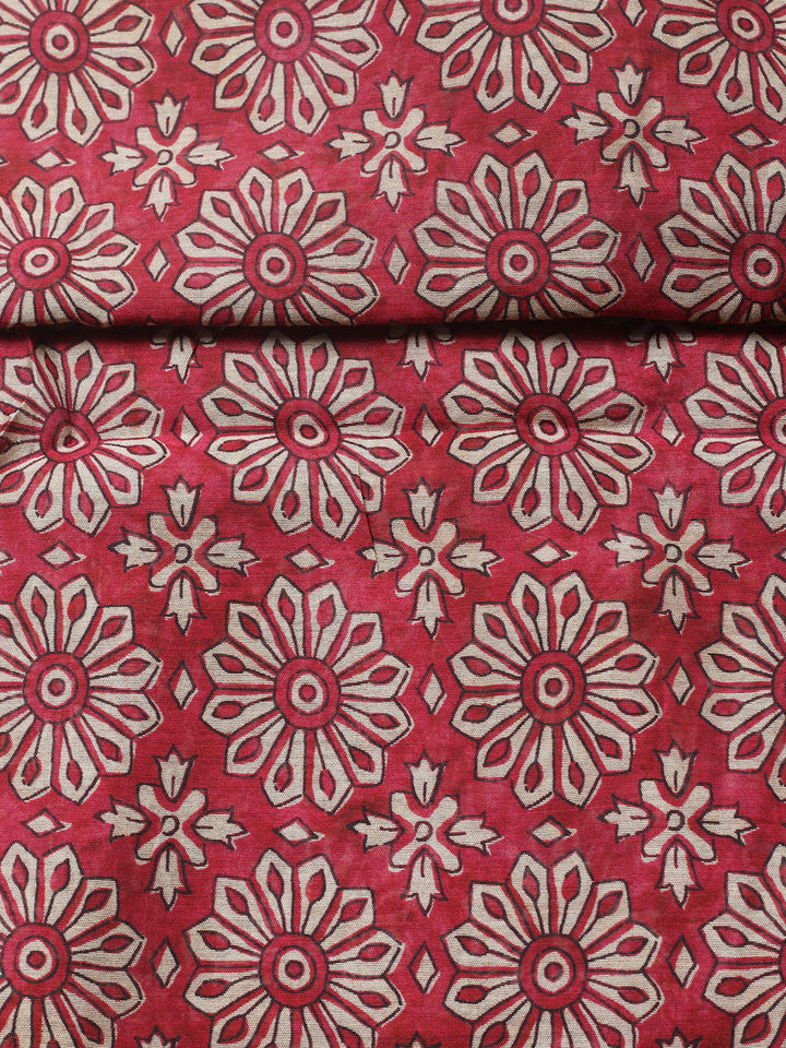 Printed Chanderi Unstitched Suit With Pant &amp; Dupatta