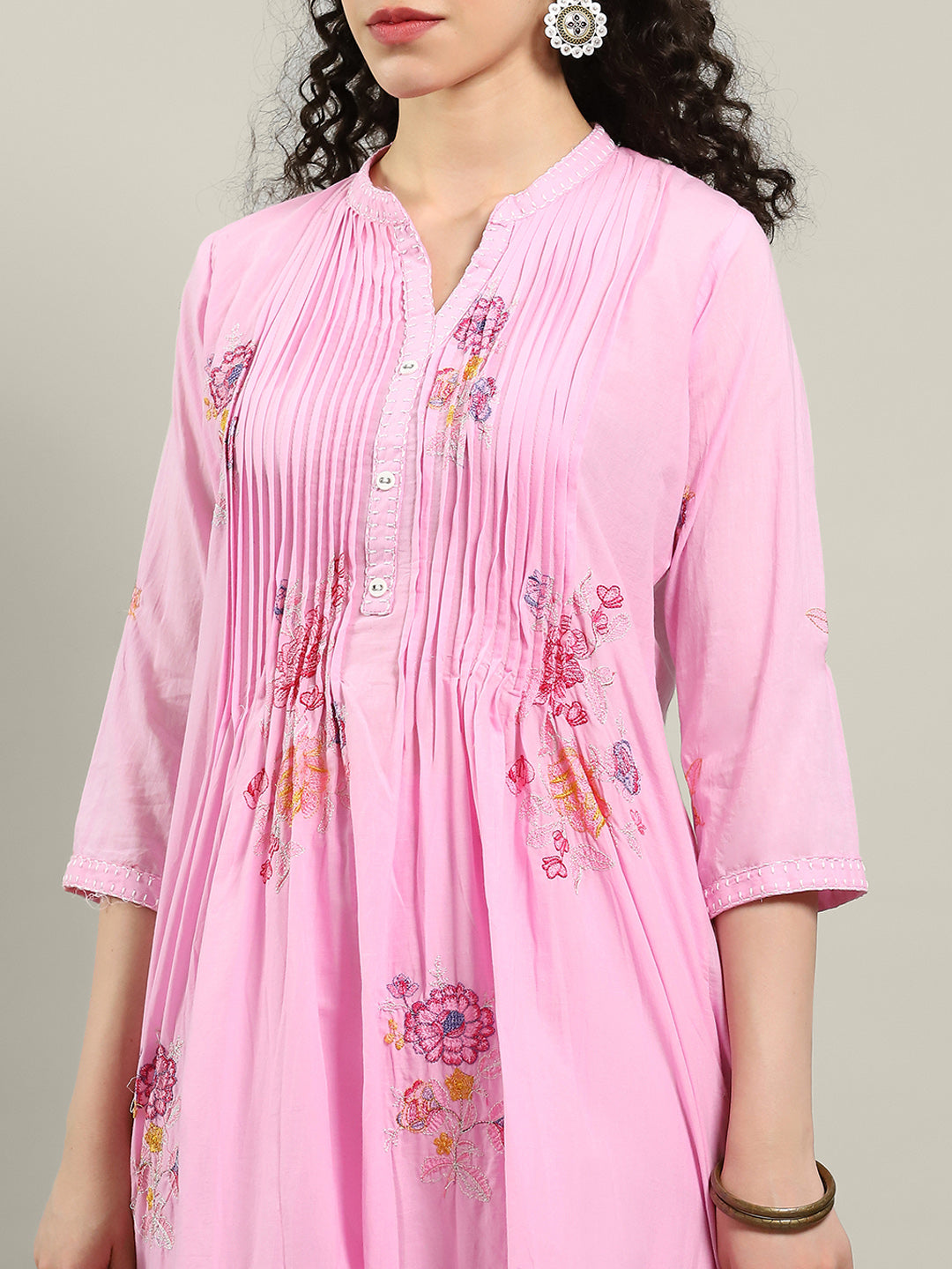 Printed Cotton Blend Kurta With Pants