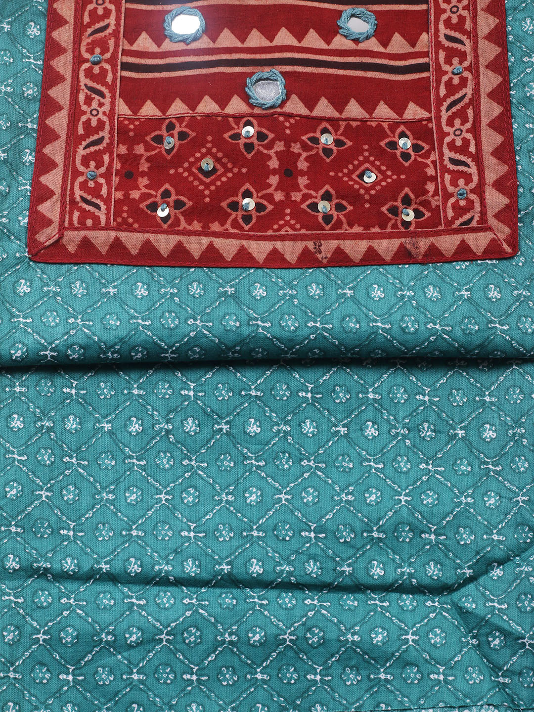 Printed Cotton Blend Unstitched Suit With Pant &amp; Dupatta