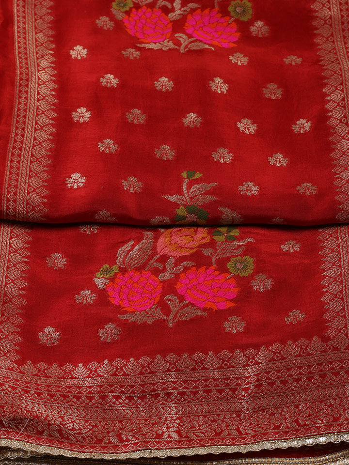 Woven Chanderi Unstitched Suit Piece With Dupatta