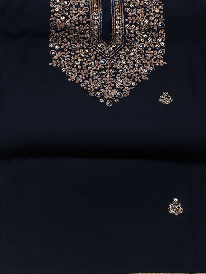 Embroidered Chanderi Unstitched Suit With Dupatta