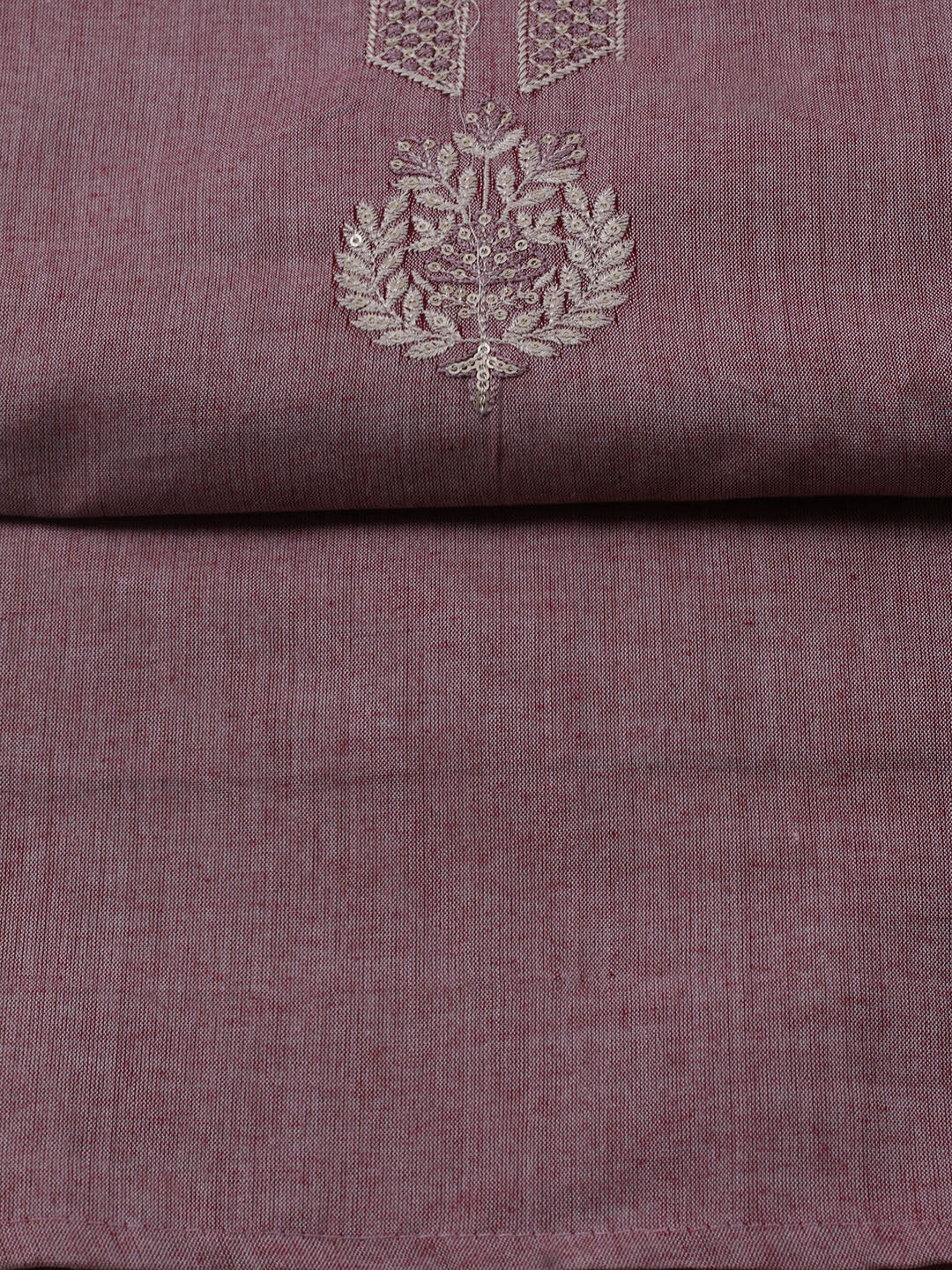 Neck Embroidered Cotton Blend Unstitched Suit With Dupatta