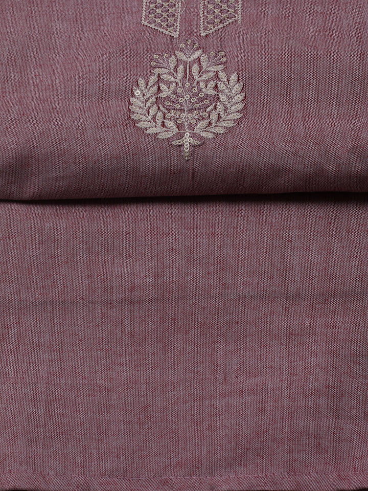 Neck Embroidered Cotton Blend Unstitched Suit With Dupatta