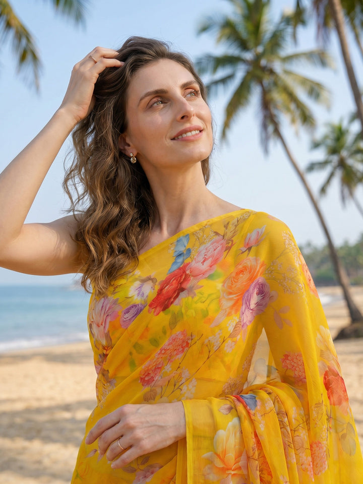 Digital Print Chiffon Saree