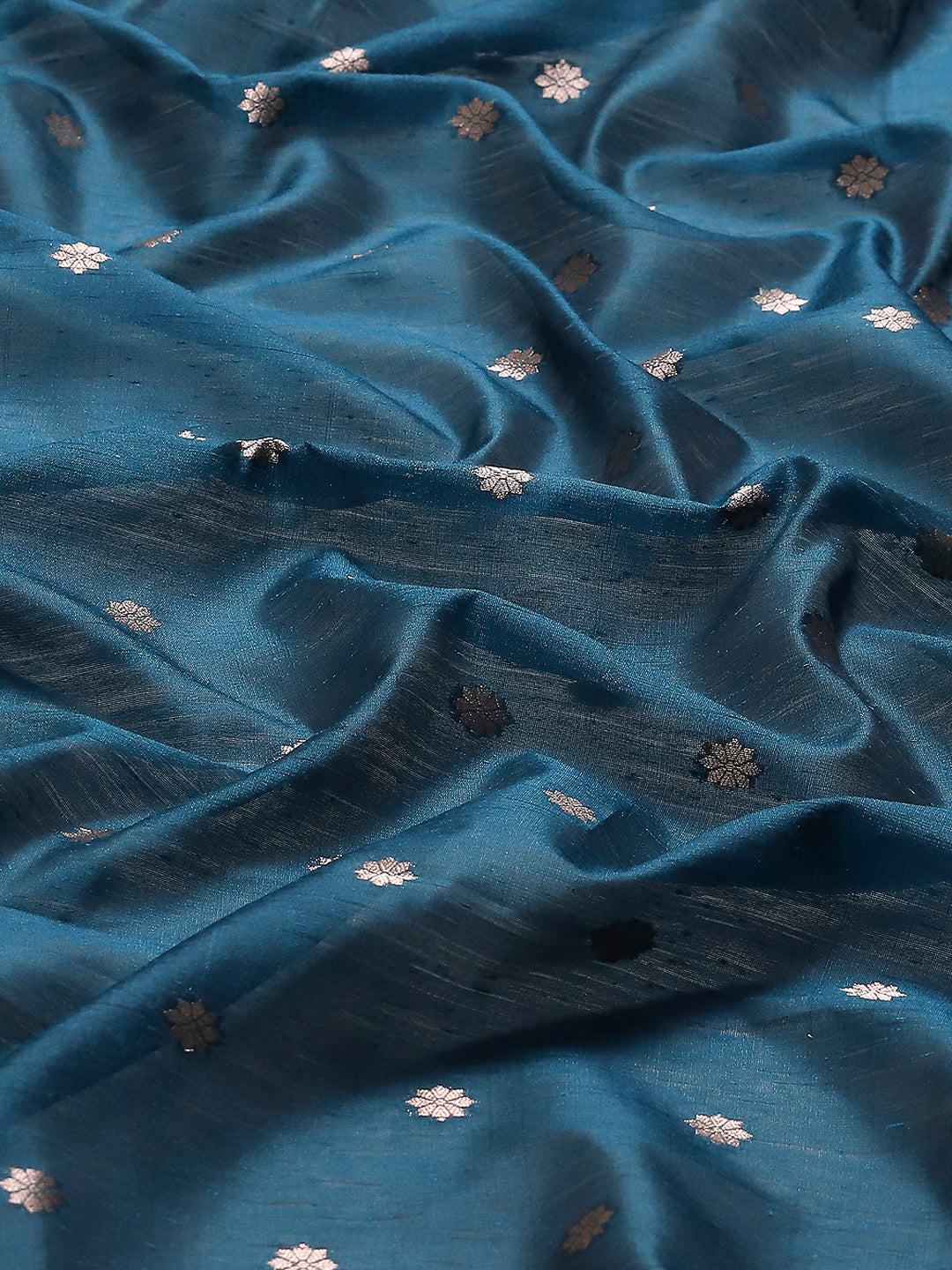 Zari Border Booti Cotton Blend Woven Saree