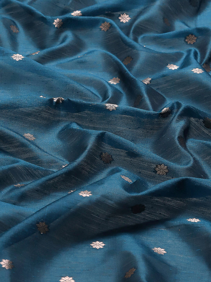 Zari Border Booti Cotton Blend Woven Saree