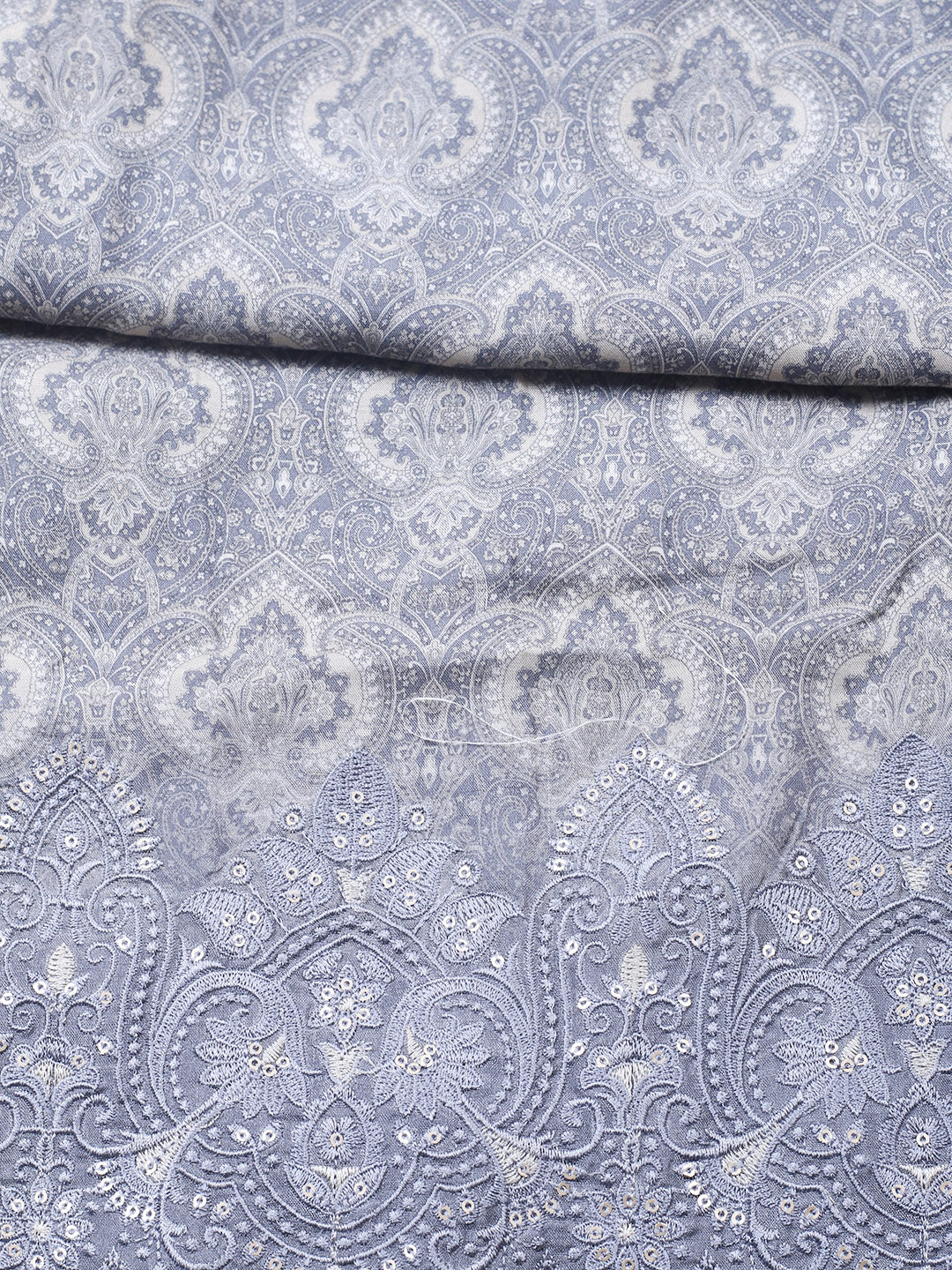 Embroidered Muslin Unstitched Suit With Pant &amp; Dupatta