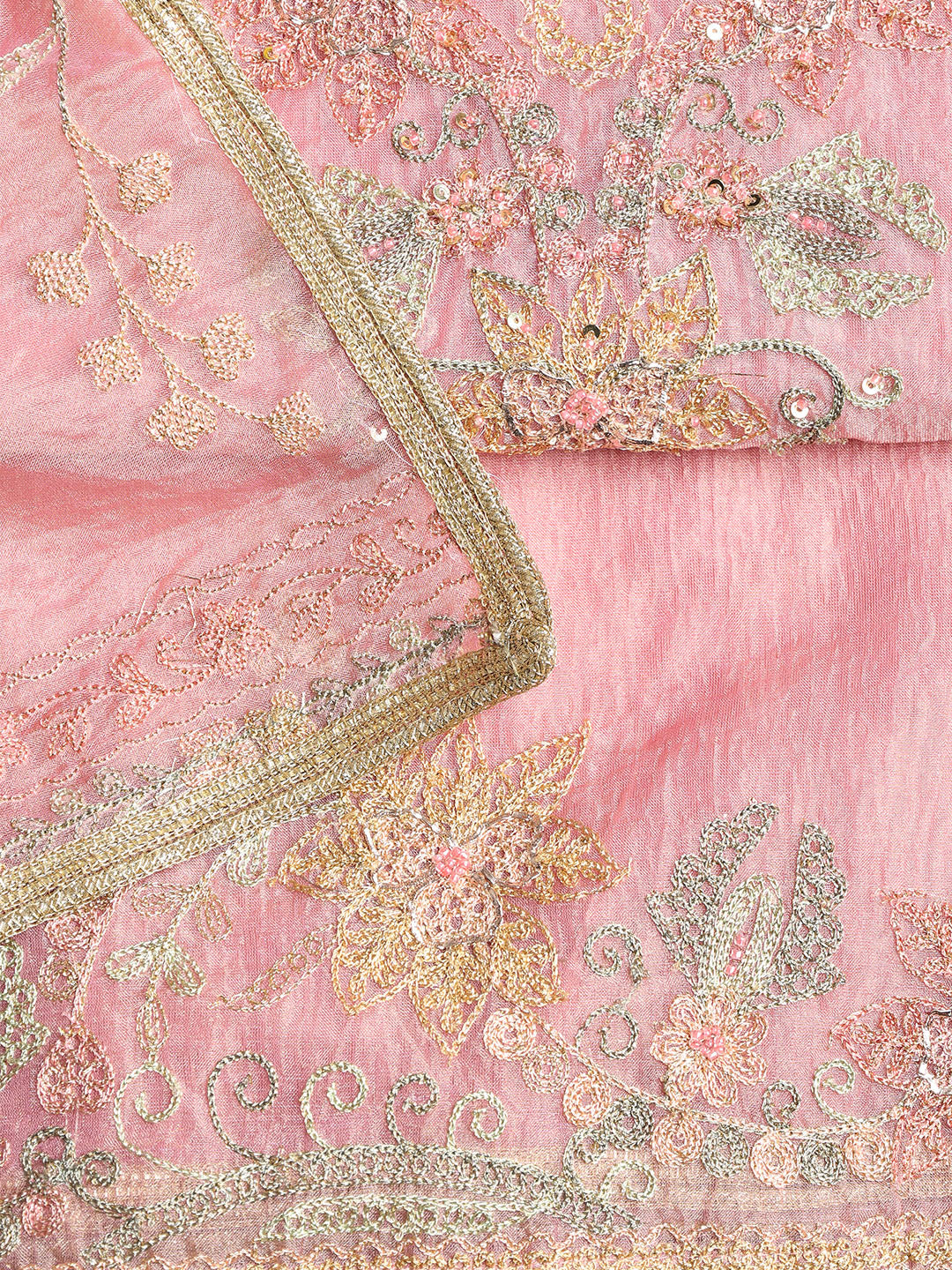 Embroidered Tissue Unstitched Suit With Dupatta