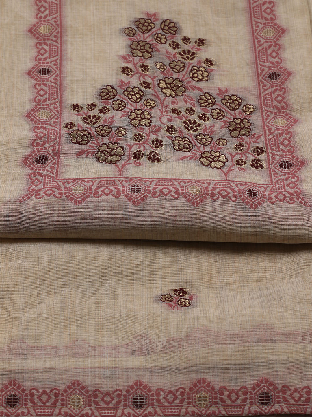 Woven Design Chanderi Unstitched Suit With Dupatta