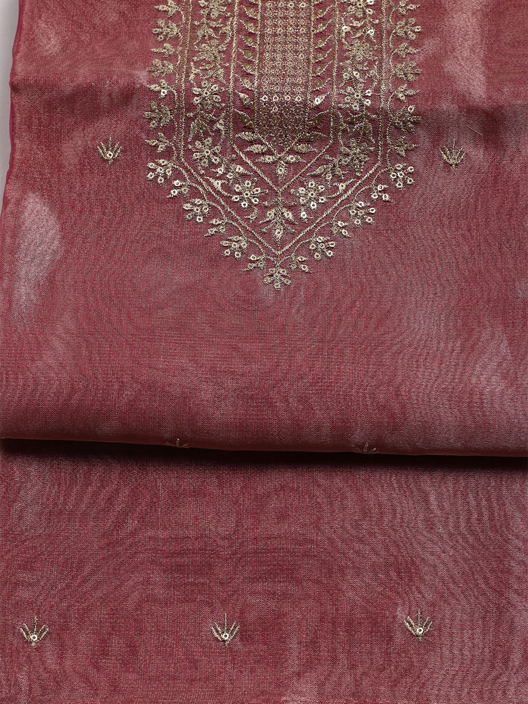 Neck Embroidered Tissue Unstitched Suit With Dupatta