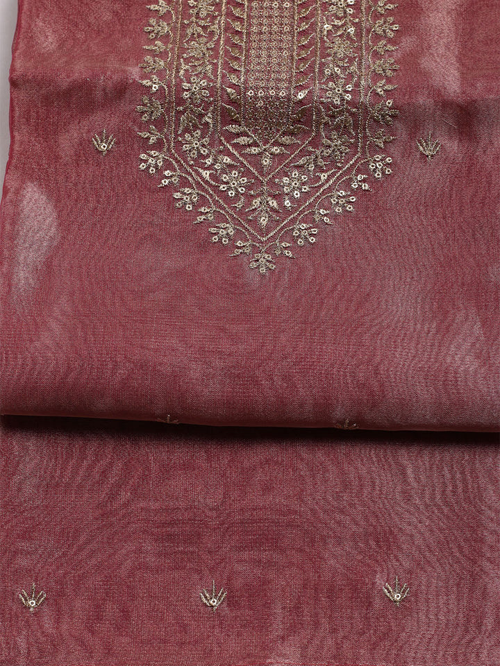 Neck Embroidered Tissue Unstitched Suit With Dupatta