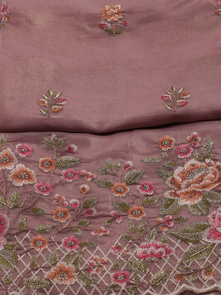 Embroidered Organza Unstitched Suit With Dupatta