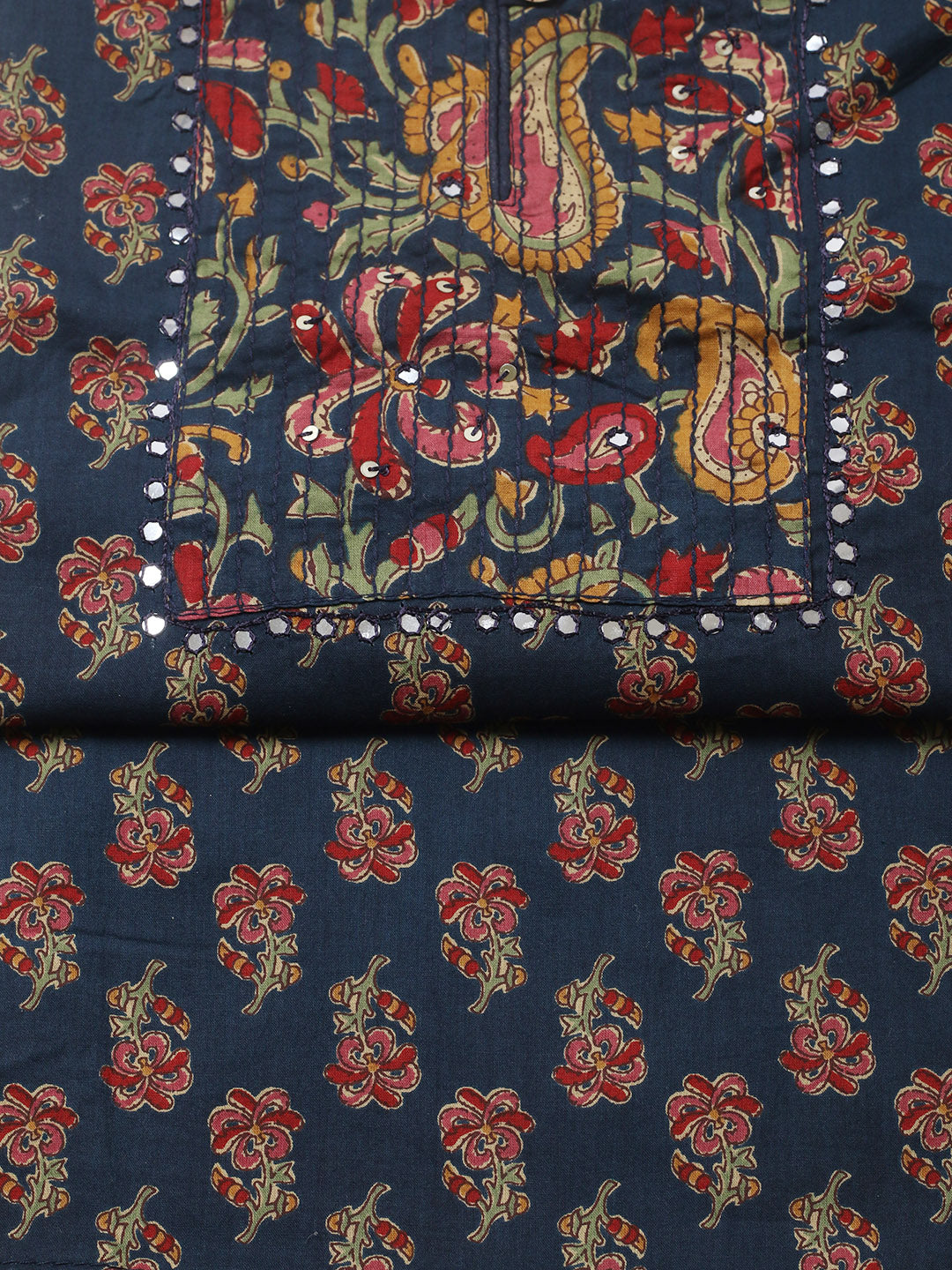 Embroidered Cotton Blend Unstitched Suit With Pant &amp; Dupatta