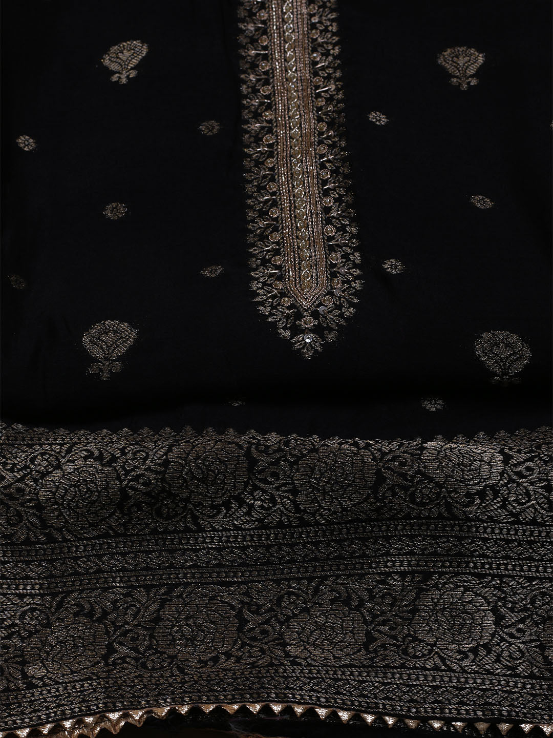 Kanjeevaram Chanderi Unstitched Suit With Dupatta