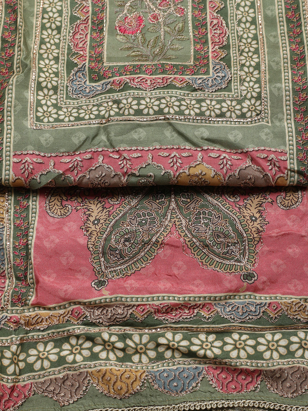 Embroidered Muslin Unstitched Suit With Pant &amp; Dupatta