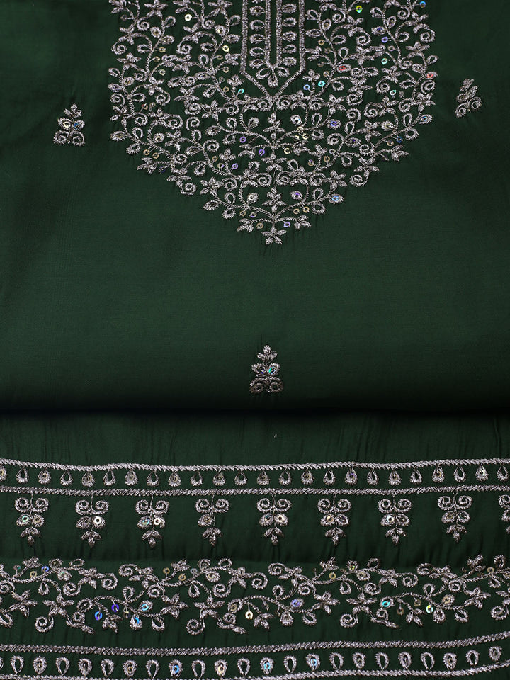 Neck Embroidered Chanderi Unstitched Suit With Dupatta