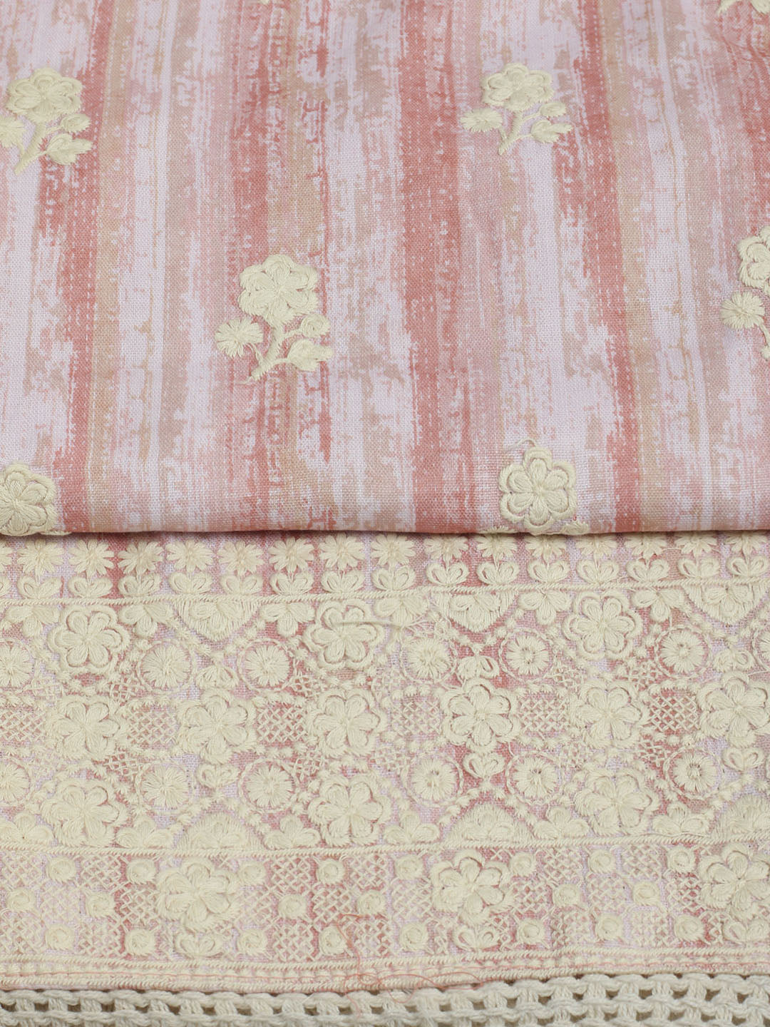 Embroidered Cotton Unstitched Suit With Pant &amp; Dupatta