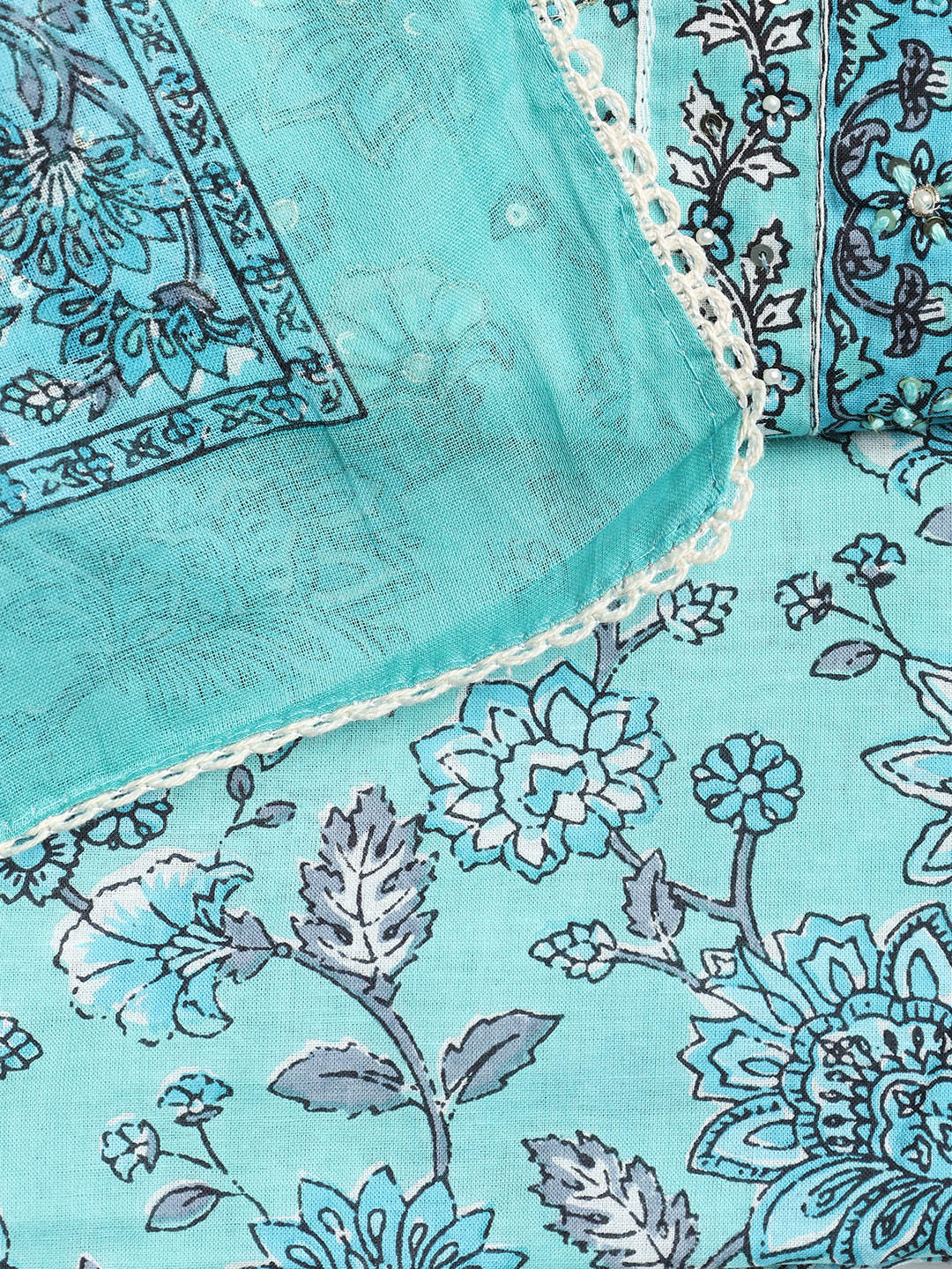 Printed Cotton Blend Unstitched Suit With Dupatta