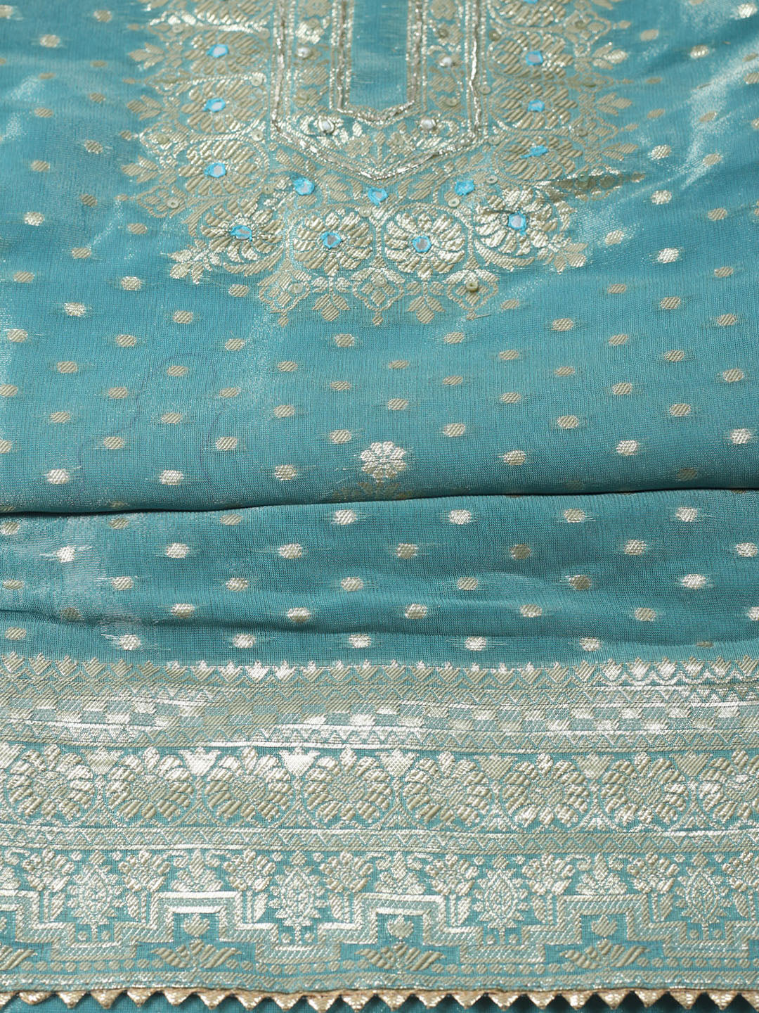 Woven Design Organza Unstitched Suit With Dupatta