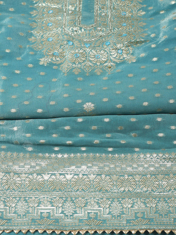 Woven Design Organza Unstitched Suit With Dupatta
