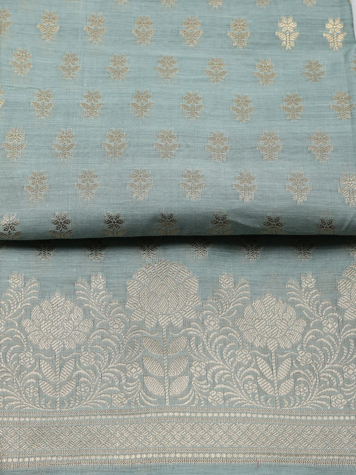 Woven Design Chanderi Unstitched Suit With Pant &amp; Dupatta