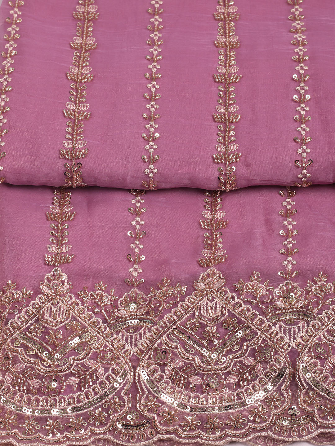 Embelished Organza Unstitched Suit With Dupatta