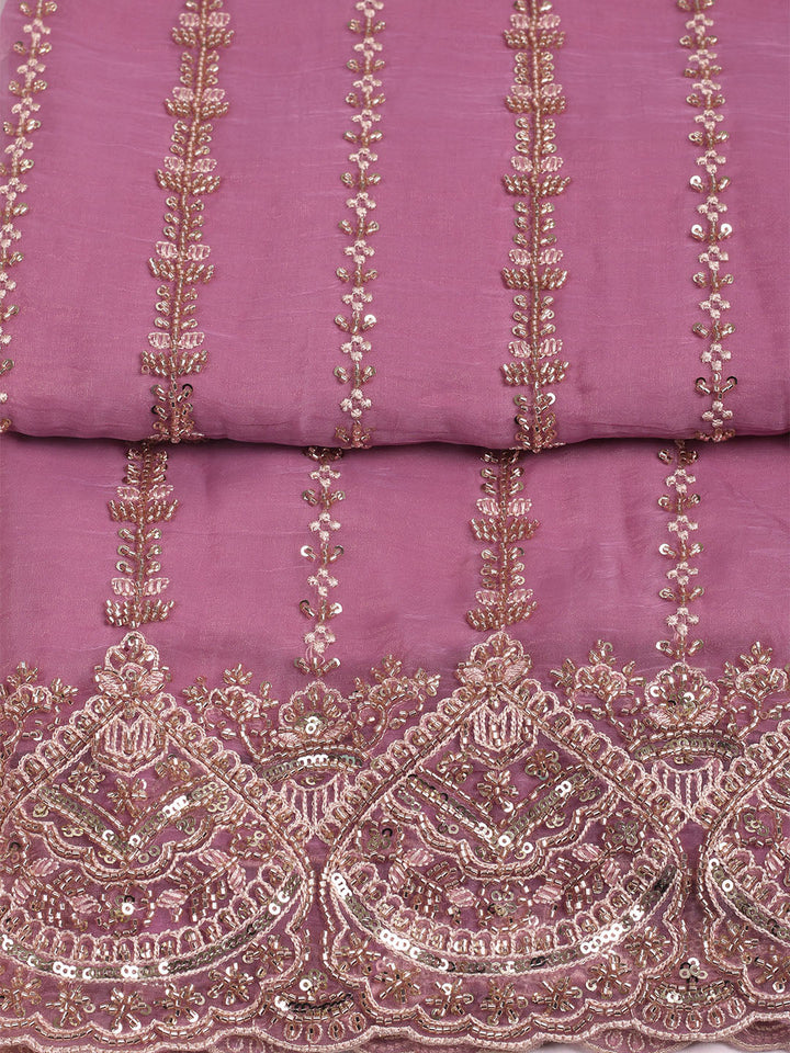 Embelished Organza Unstitched Suit With Dupatta