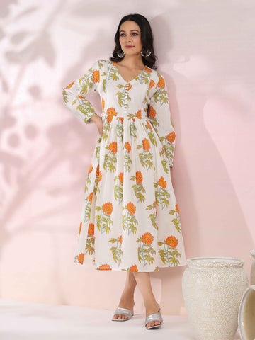 Floral Printed Cotton Dress