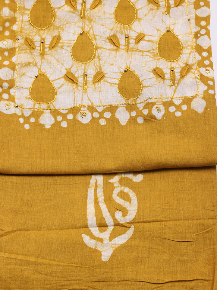 Printed Cotton Blend Unstitched Kurta With Pant &amp; Dupatta