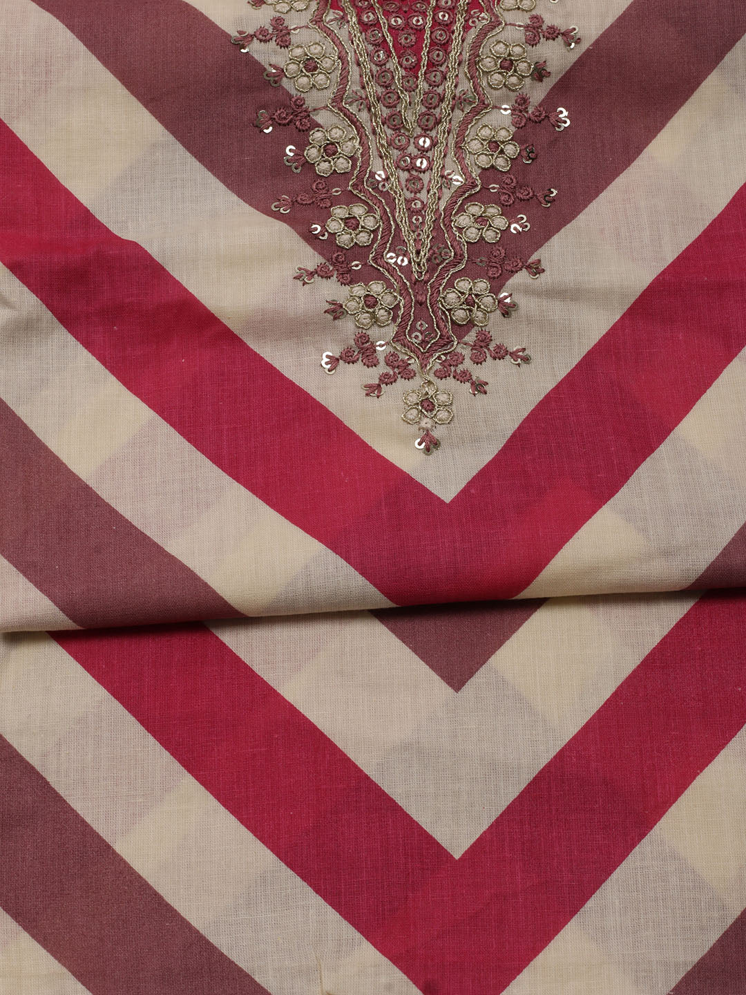Printed Cotton Blend Unstitched Suit With Dupatta
