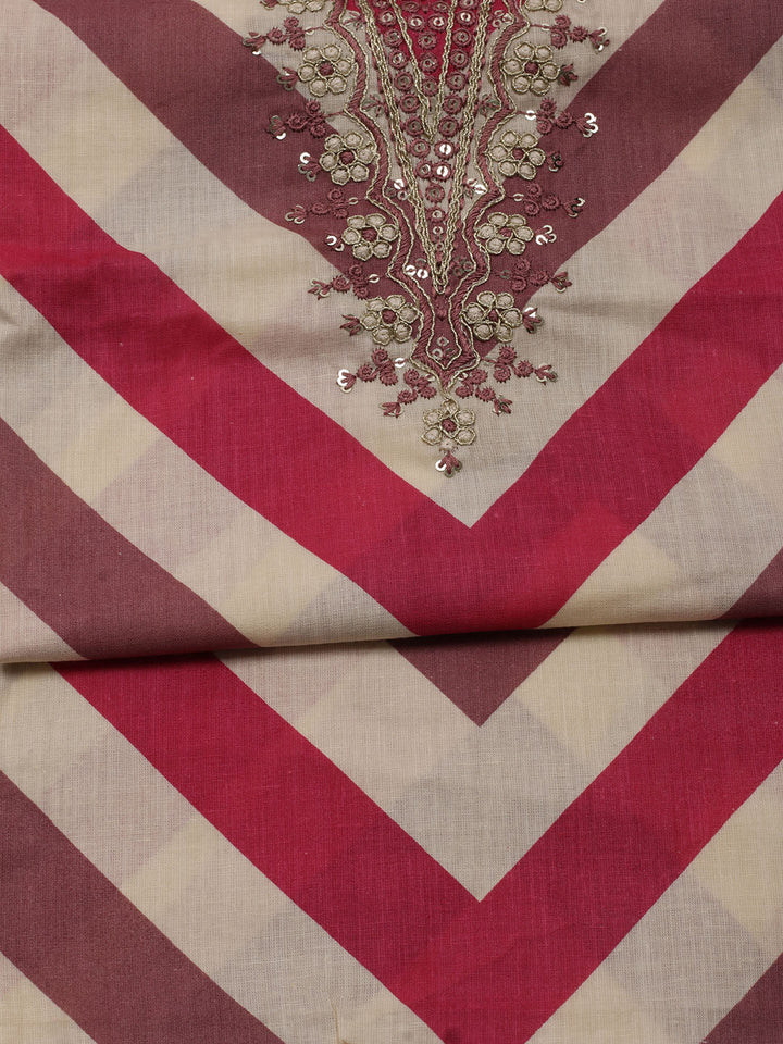 Printed Cotton Blend Unstitched Suit With Dupatta