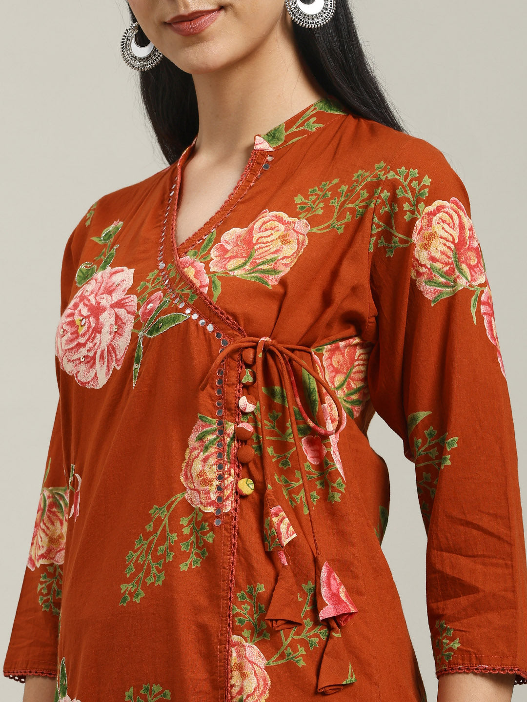 Printed Cotton Blend Kurta With Pants & Dupatta