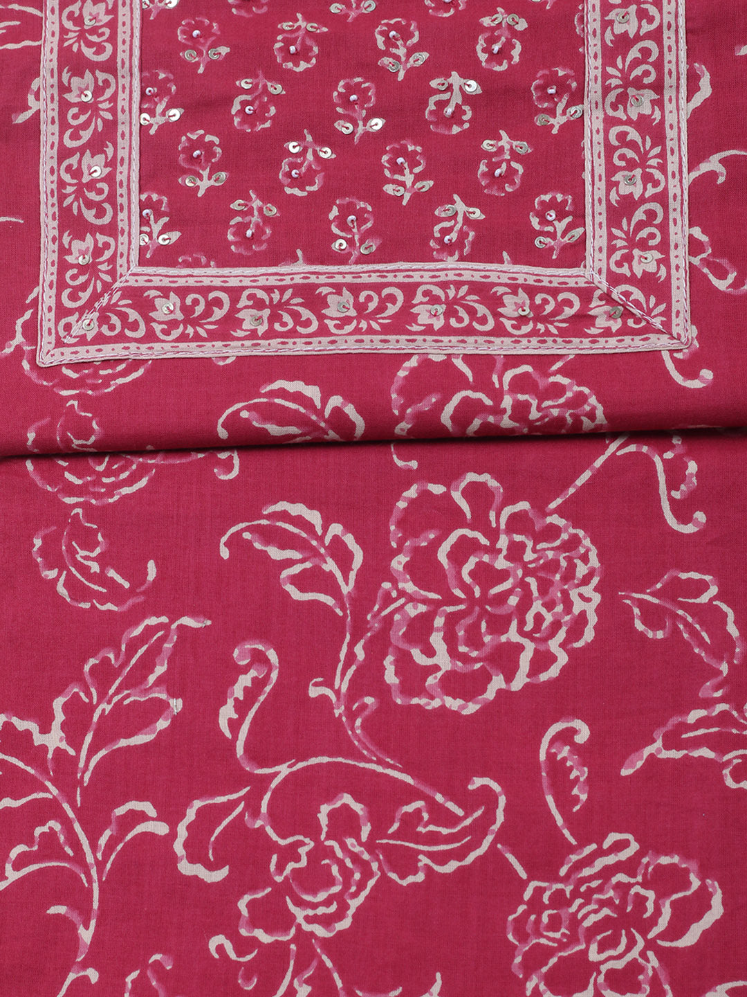 Embroidered Cotton Blend Unstitched Suit With Pant &amp; Dupatta