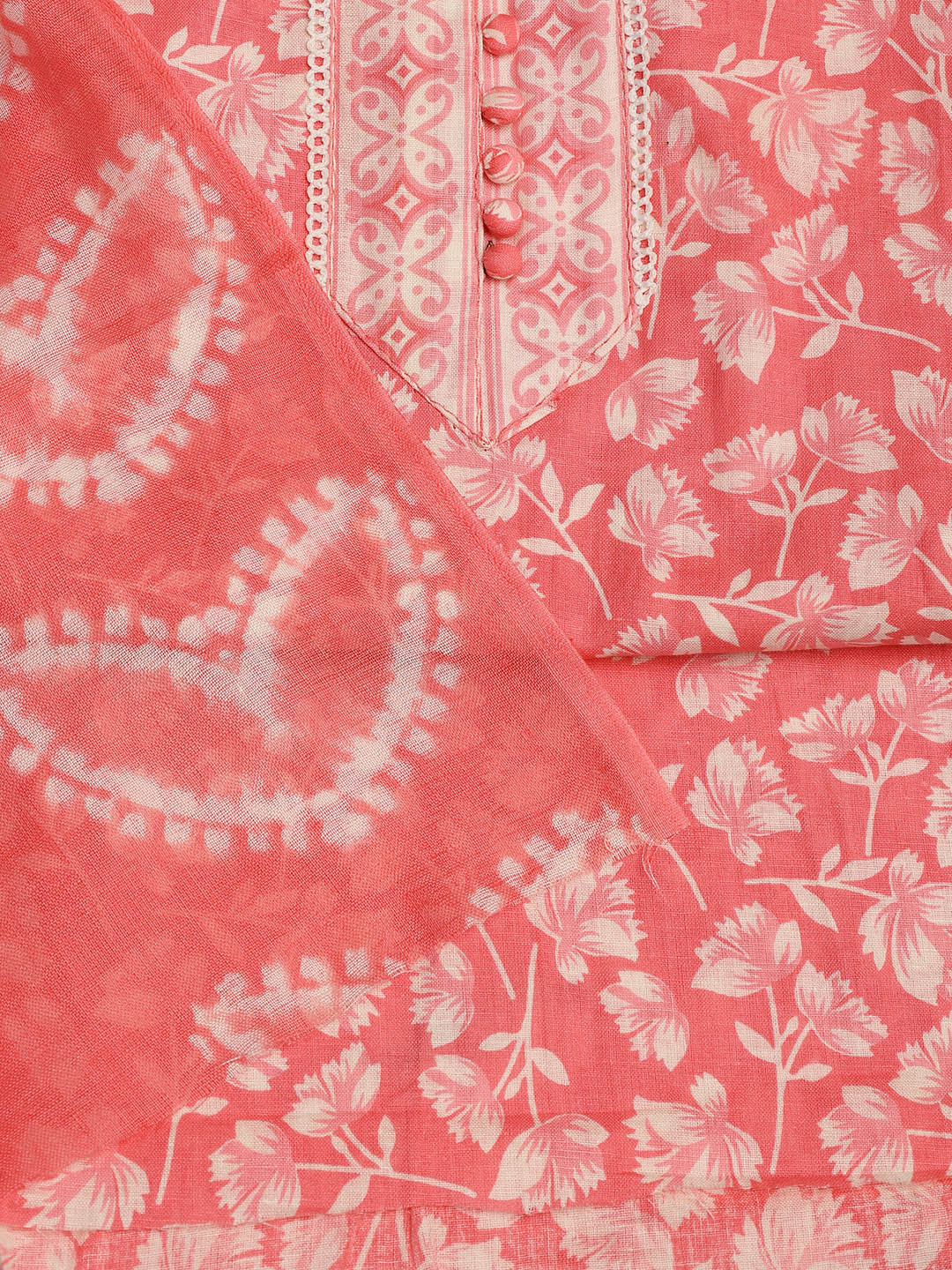 Printed Cotton Blend Unstitched Suit With Dupatta