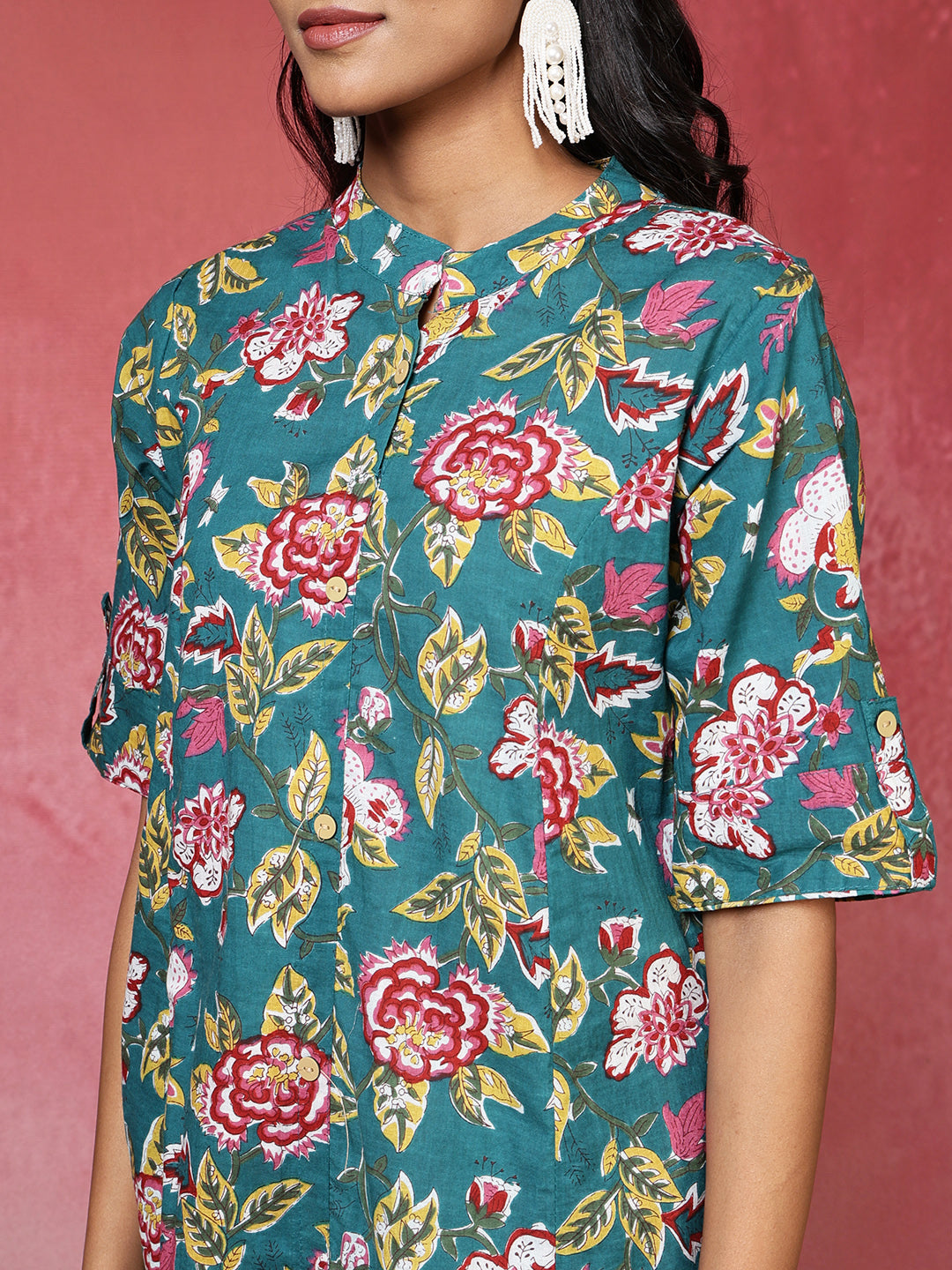 Printed Cotton Blend Kurta With Pants