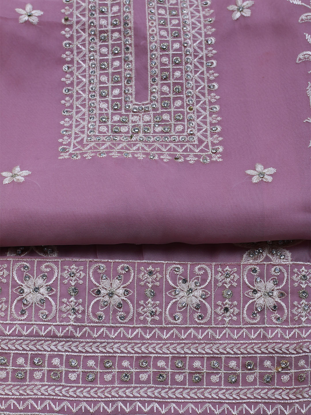 Embroidered Organza Unstitched Suit With Dupatta