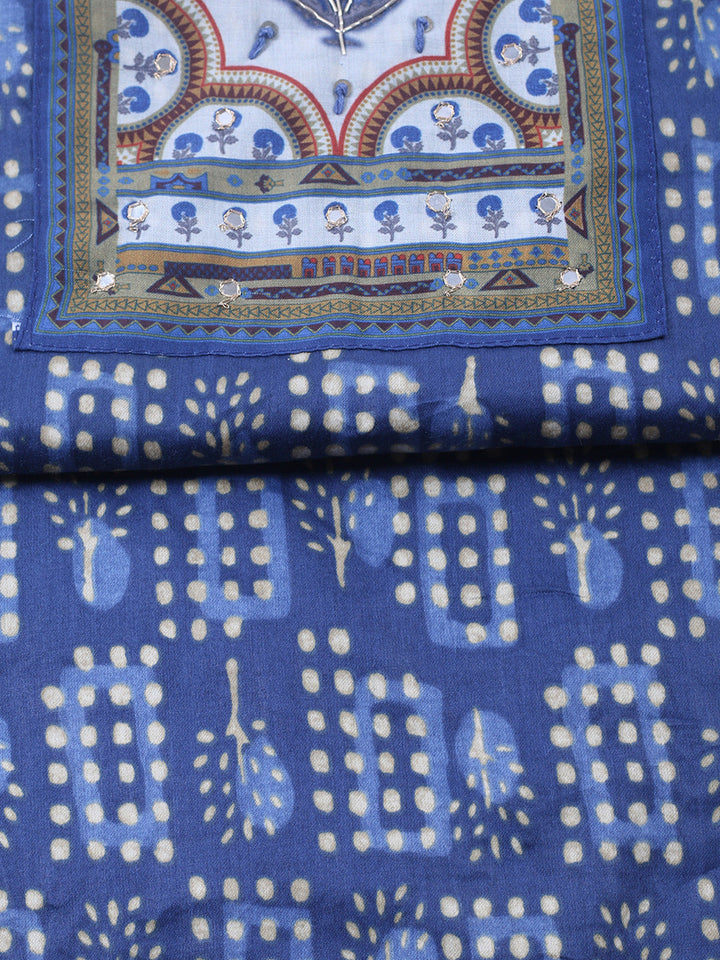 Embroidered Cotton Blend Unstitched Suit With Pant &amp; Dupatta