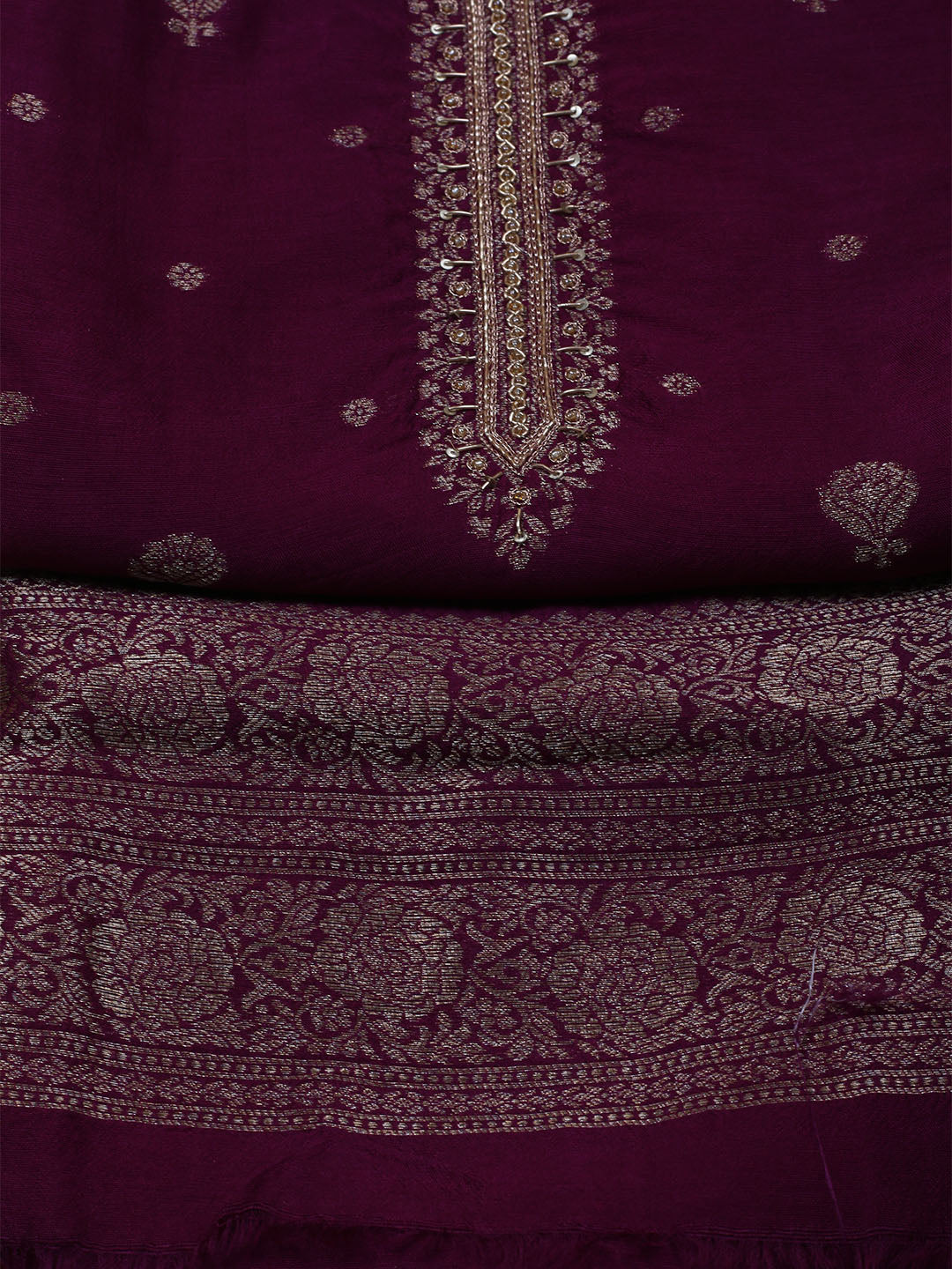 Kanjeevaram Chanderi Unstitched Suit With Dupatta